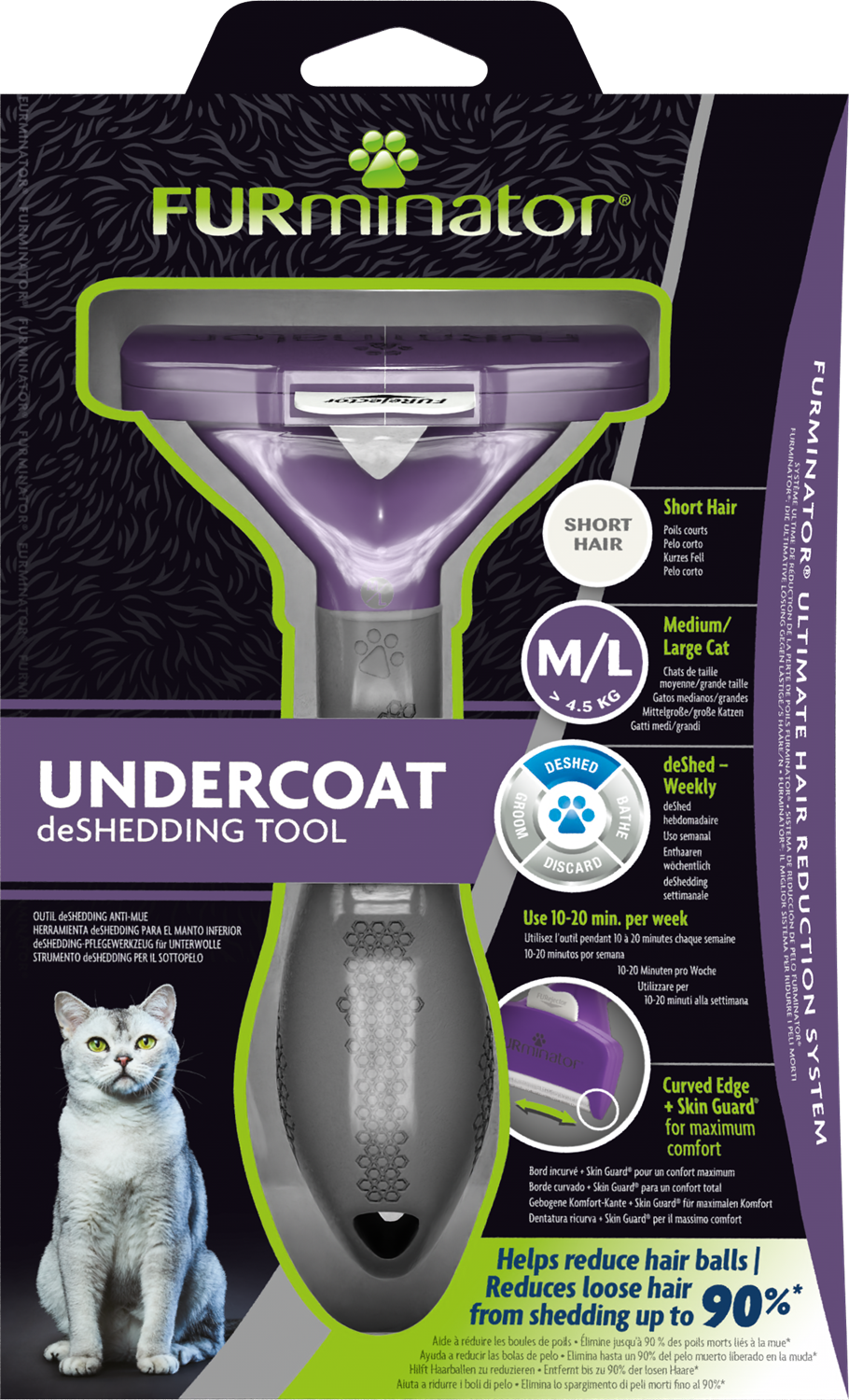 Furminator Strumento deShedding per Gatti Medi o Grandi a Pelo Corto Furminator Strumento deShedding per Gatti Medi o Grandi a Pelo Corto